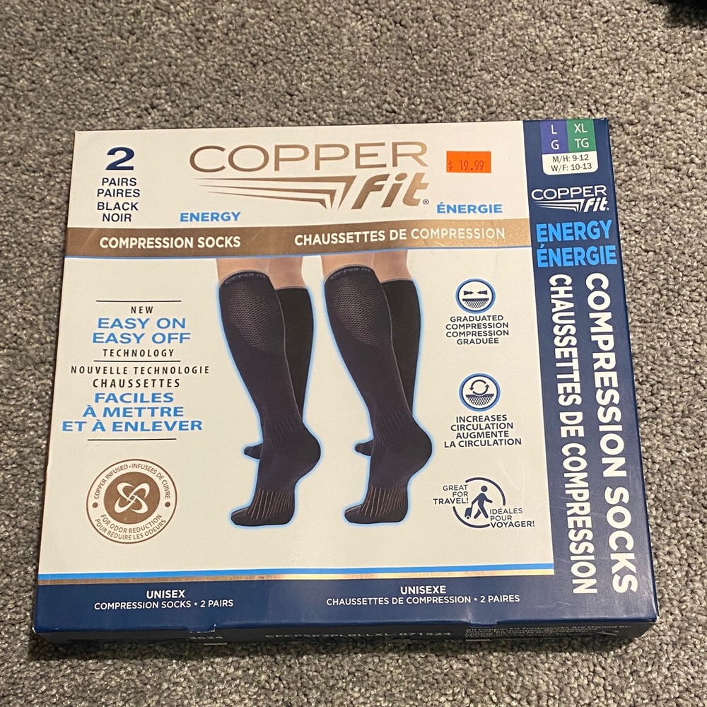 Black Compression Socks for unisex size large and XL new in box